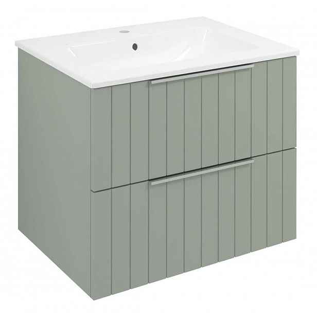 Sapho Cirasa - Umyvadlová skříňka Strip 59x52x46 cm, 2x zásuvka, verde CR611-4444S
