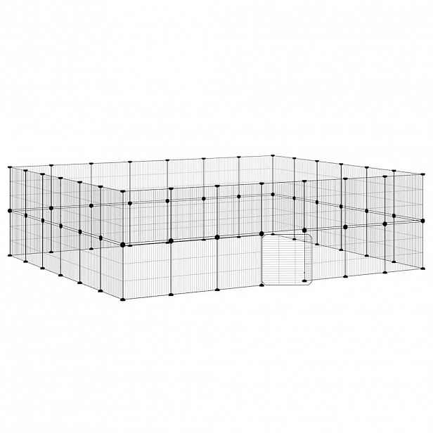 vidaXL 52panelová ohrádka pro zvířata s dvířky černá 245 x 210 x 70 cm ocel