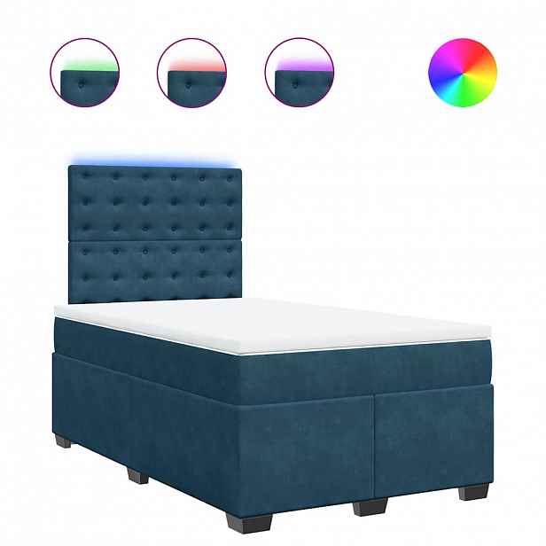 vidaXL Box spring postel s matrací modrá 120 x 200 cm samet