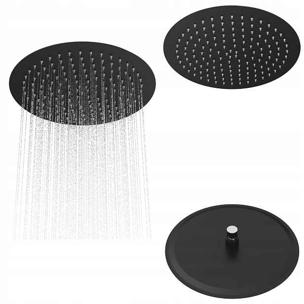Černá sprchová dešťová sprcha kulatá Slim pro kabiny 30 cm