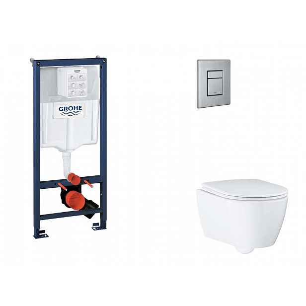 Grohe Rapid SL - Set předstěnové instalace, klozetu, sedátka SoftClose a tlačítka Skate Cosmopolitan, kartáčovaná nerezová ocel SANI11BB2124