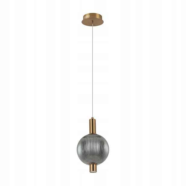 Italux Lenti Závěsná Led lampa Zlatá rýhovaná koule Ø15 cm 7 W