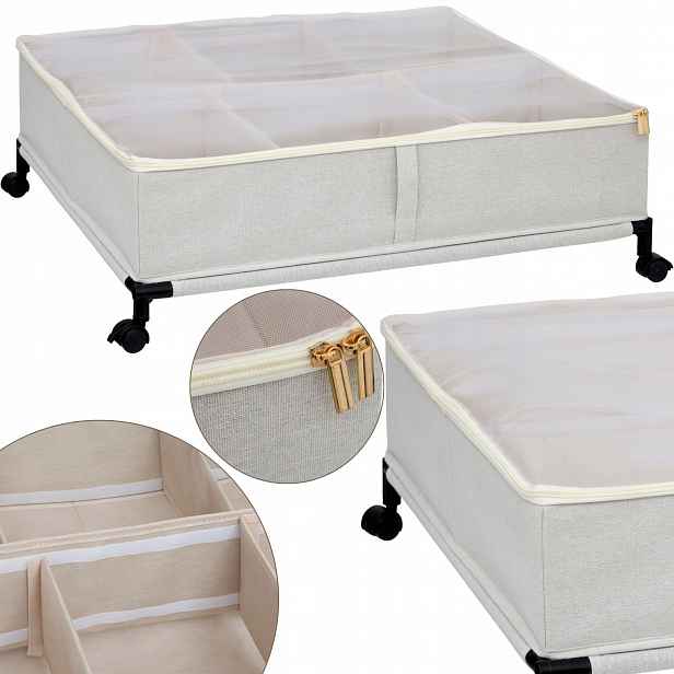 Úložný Box na kolečkách Pod Postel funkční Organizer béžový