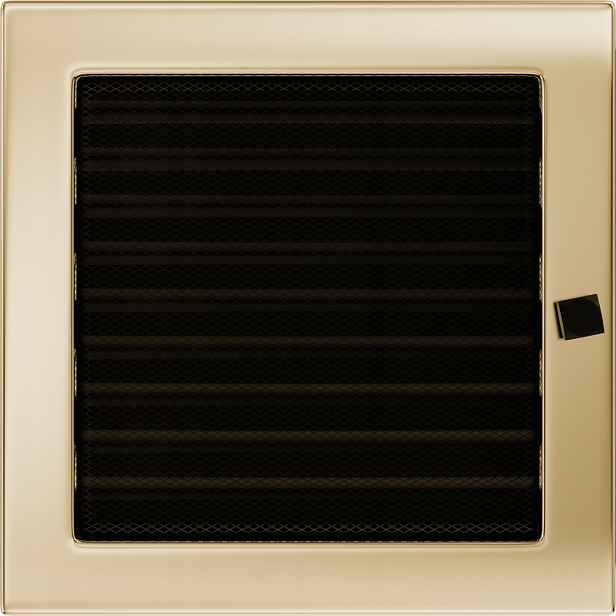 Ventilační mřížka do krbu 22x22 pozlacená s žaluzií