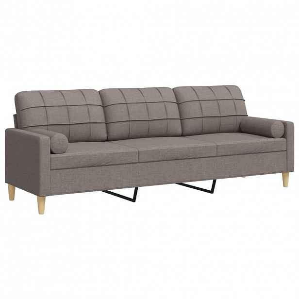 vidaXL 3místná pohovka s polštáři taupe 210 cm textil