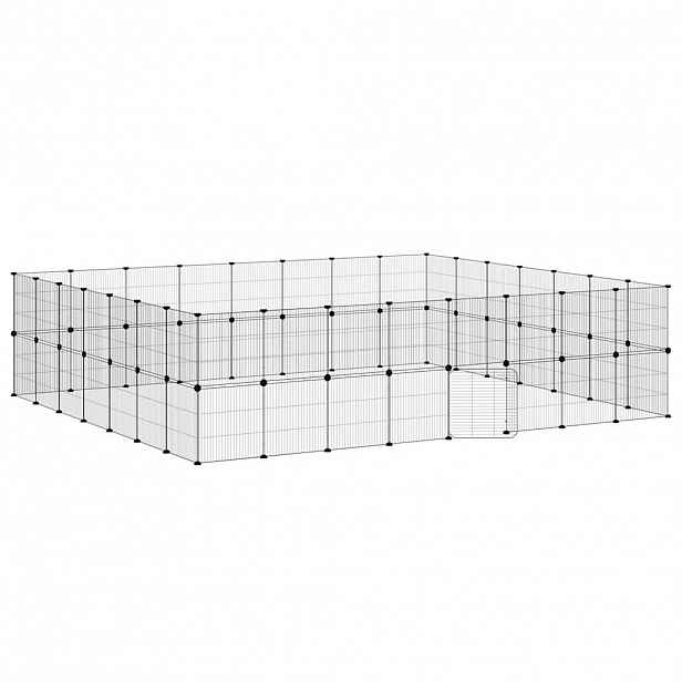 vidaXL 60panelová ohrádka pro zvířata s dvířky černá 280 x 245 x 70 cm ocel