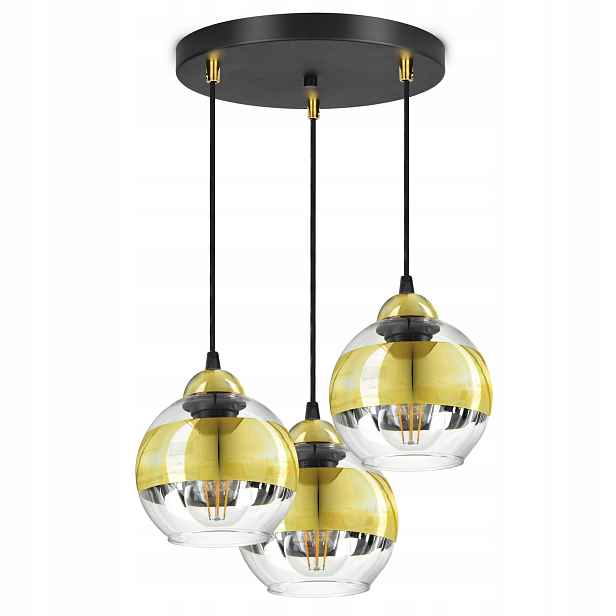 Stropní Svítidlo Černý zlatý lustr Glass EZ3 Led