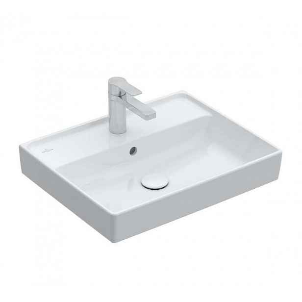 Villeroy & Boch Collaro - Umyvadlo 60x47 cm, s přepadem, otvor pro baterii, CeramicPlus, alpská bílá 4A3360R1