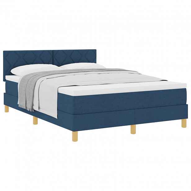 vidaXL Postel s boxspringem s polštářem Modrá 140 x 190 cm textil