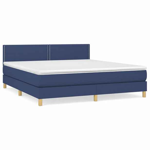 vidaXL Box spring postel s matrací modrá 180x200 cm textil