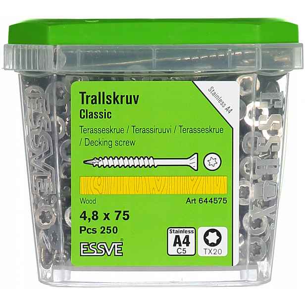 Essve Classic terasový šroub kyselinovzdorný A4 4,8x75mm 250 Ks