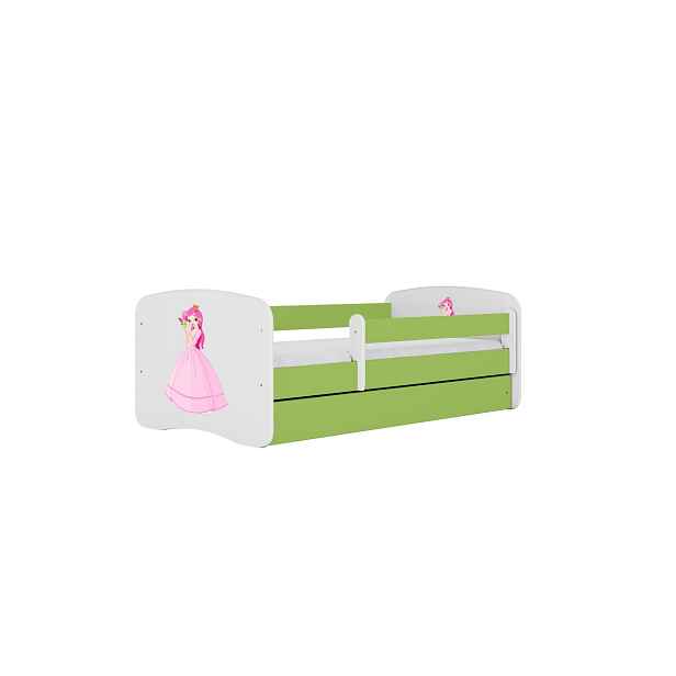 Kocot kids Dětská postel Babydreams princezna zelená, varianta 70x140, se šuplíky, bez matrace