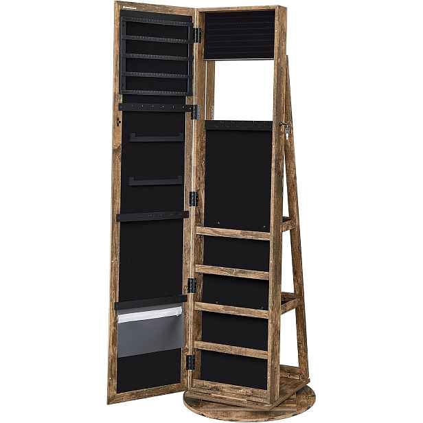 SONGMICS Otočná šperkovnice se zrcadlem Pure 161 cm hnědá