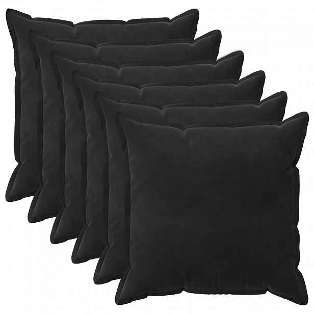 vidaXL Povlak na polštář 6 pcs HOUTEN Černá 80 x 80 cm Samet