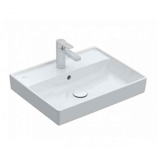 Villeroy & Boch Collaro - Umyvadlo 55x44 cm, s přepadem, otvor pro baterii, CeramicPlus, alpská bílá 4A3355R1