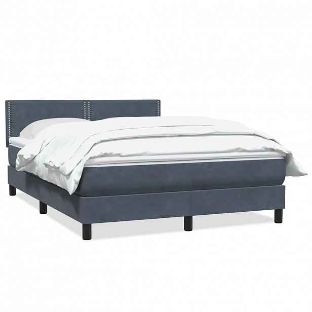vidaXL Box spring postel s matrací tmavě šedá 160x210 cm samet