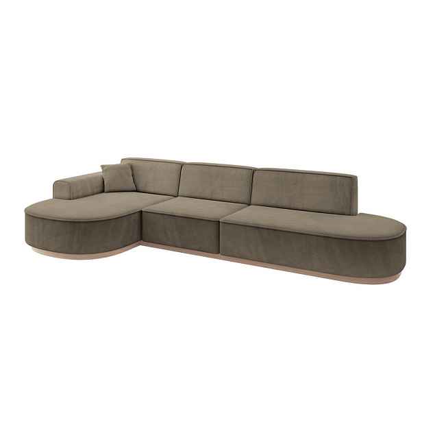 ALTDECOR ROHOVÁ SEDAČKA s otomanem, levá MARI-L2-v1 328x171x83 Hnědá Velur