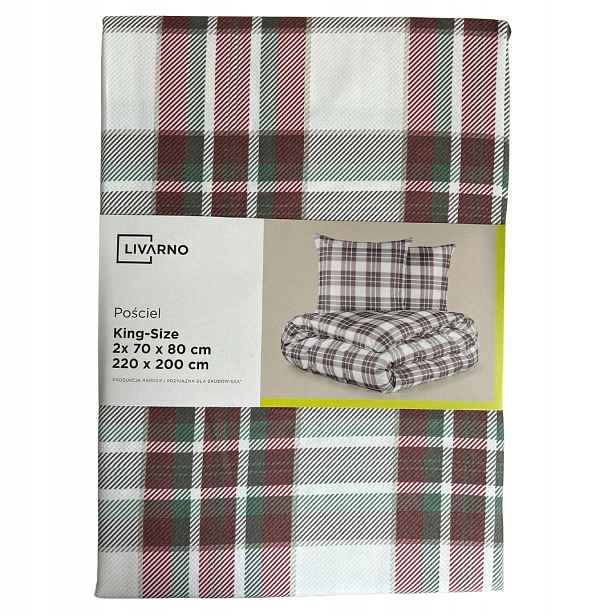 Povlečení Livarno Home 220x200 Mřížka červeno-zelená