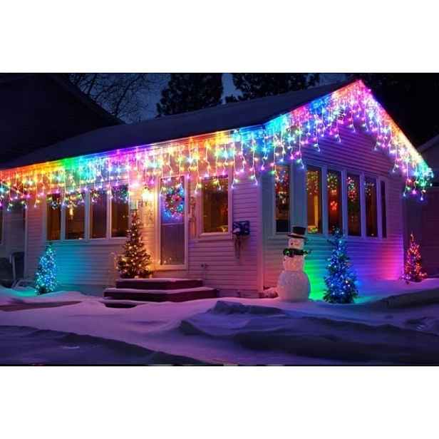 Venkovní osvětlení rampouchy 300 Led barevná záclona