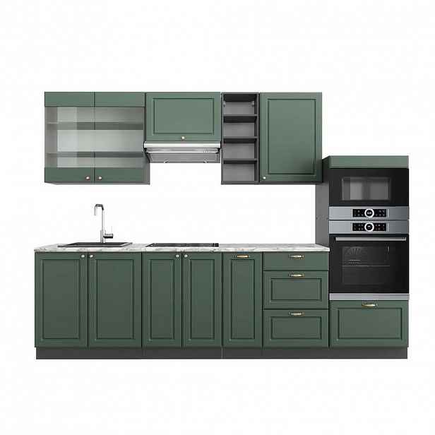 Vicco KUCHYŇSKÝ KOUT Fame-Line Zeleno-zlatá Country House/Anthracite 280 cm , PD Mramor