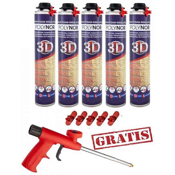 Pur Sprchová Pěna Polynor 3D 930 g Izolace Zateplení garáže 6 prvků