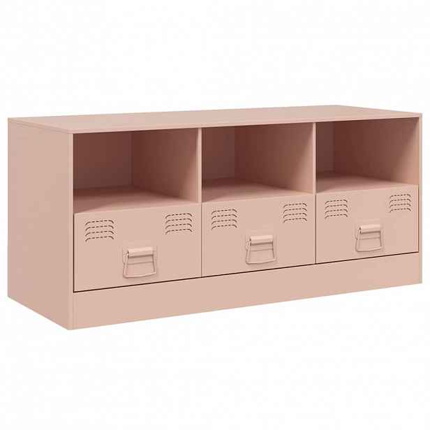 vidaXL TV skříňka růžová 99 x 39 x 44 cm ocel