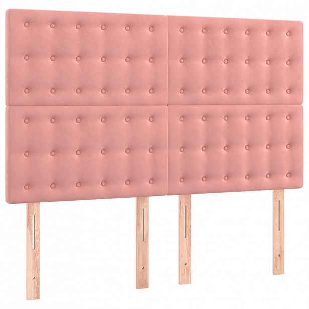 vidaXL Čelo postele růžové 144x5x118/128 cm sametové
