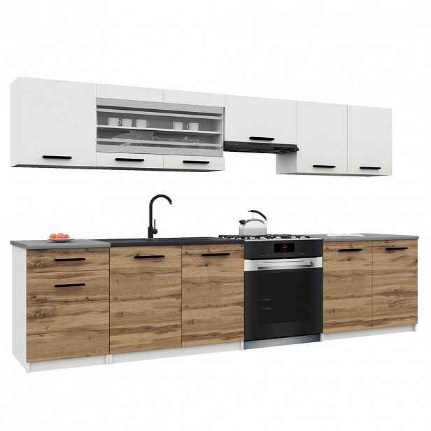 B BELINI GROUP KUCHYŇSKÁ LINKA Italia 4 260 cm, s pracovními deskami, Bílo-zlatohnědá