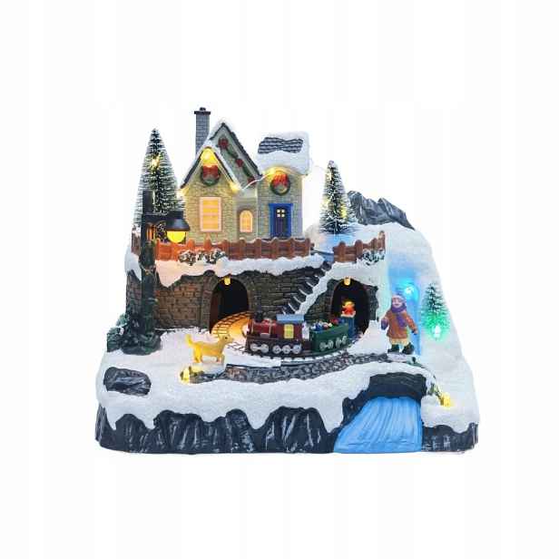 Led vánoční vesnička Animovaný vlak 26 cm
