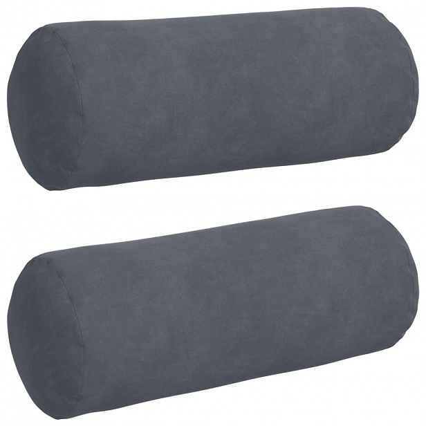 vidaXL Polštáře 2 pcs Tmavě šedá Ø 15 x 40 cm Žebrovaná látka