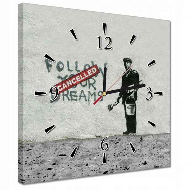 Hodiny 30x30 Banksy Follow Your Dreams