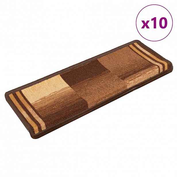 vidaXL Nášlapy na schody samolepicí 10 ks 65x21x4 cm hnědé