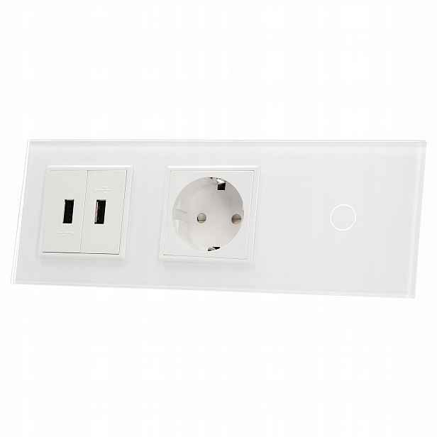 701G2USB-61 Jednopólový vypínač.+zásuvka+2xUSB Livolo