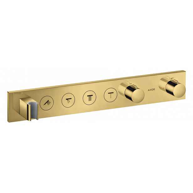 Axor ShowerSolutions - Termostatická baterie pod omítku, pro 4 spotřebiče, leštěný vzhled zlata 18357990