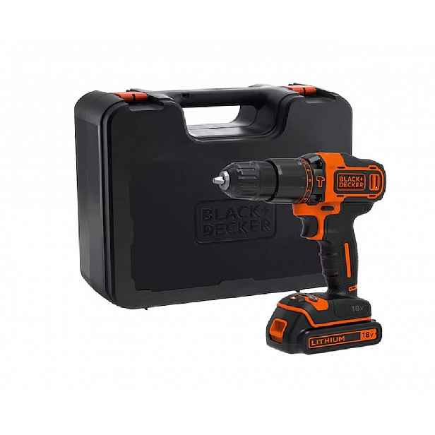 BLACK+DECKER - 18V AKU vrtačka s příklepem, 1x aku 1,5 Ah Li-Ion, nabíječka BDCHD18K-QW