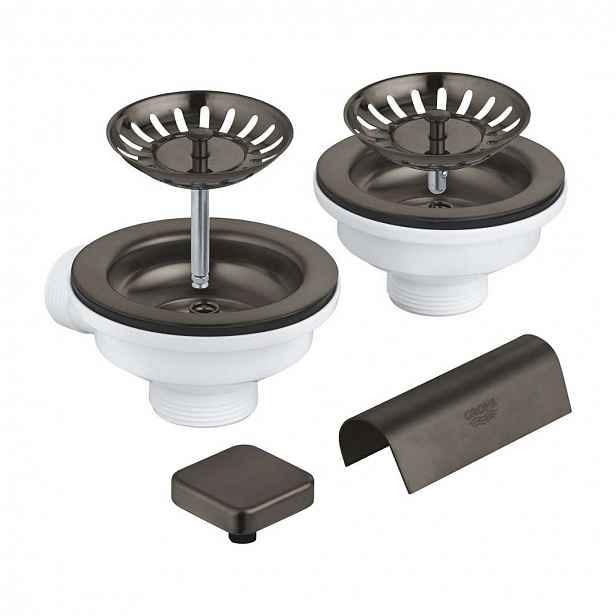 Grohe - Odtoková souprava pro dvoudřez, kartáčovaný Hard Graphite 40999AL0