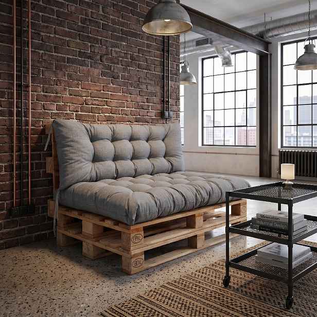 Interiérový polstr na palety LOFT 23 – šedá pro paletové sezení do obývacího pokoje Mybesthome