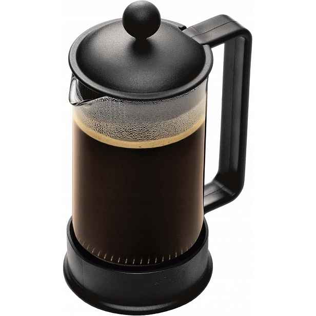 Vařič Kávy French Press 0.35L Sklo Ocel Nerezový Filtr Černý