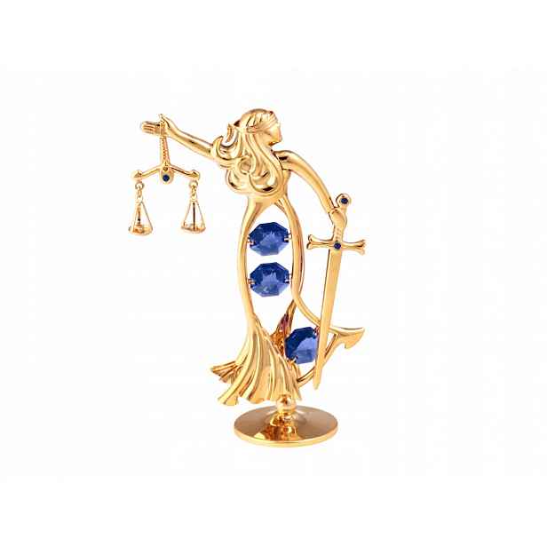 Zlatá figurka bohyně Themis, právník CrystoKraft, křišťál Swarovski, dekorace