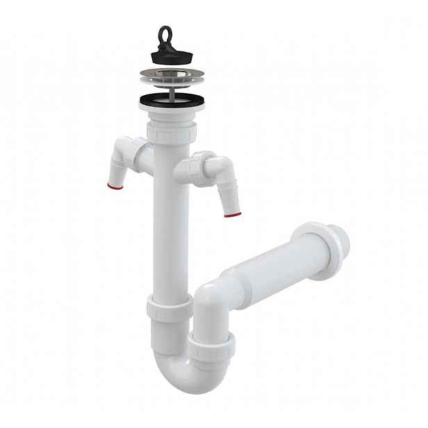 Alca - Dřezový sifon, průměr 70 mm, s 2 přípojkami, plast A820-DN50