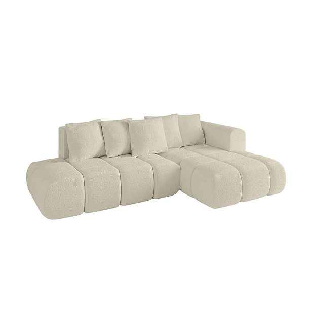 ALTDECOR ROHOVÁ SEDAČKA s funkcí spaní a otomanem, pravá CLOUD-L-v1 280x185x90 Béžová Buklé