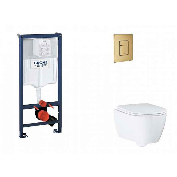 Grohe Rapid SL - Set předstěnové instalace, klozetu, sedátka SoftClose a tlačítka Skate Cosmopolitan, kartáčovaný Cool Sunrise SANI11BB4136
