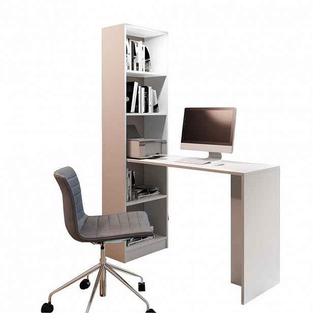 Kier Furniture PSACÍ STŮL B-1 s regálem Bílá
