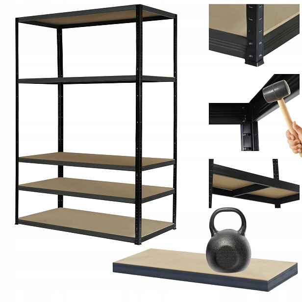 Kovový regál Premium Black stojan Helios 213x110x50 cm 5Px175 kg 300 Tis War