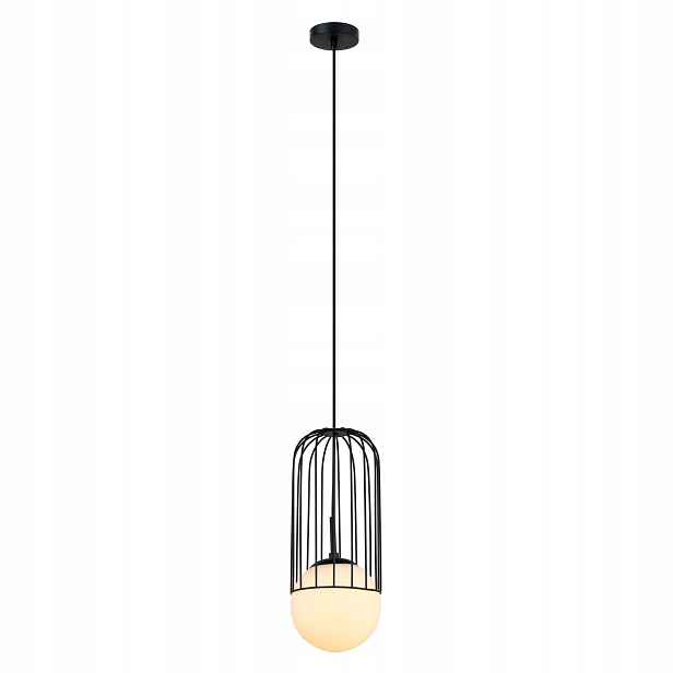Moderní dekorativní závěsná lampa z černého skla, bílá koule Italux