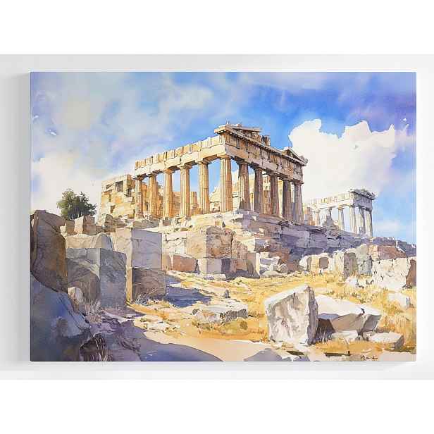 Plakát Akvarel Athény Řecko Akropolis Partenon Pohled 100x75