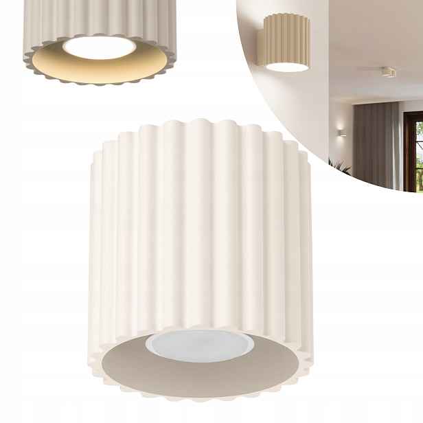 Sollux Spot stropní Rýhovaný Béžový Aura trubka reflektor 1xGU10 10W 10cm