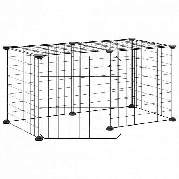 vidaXL 8panelová ohrádka pro zvířata s dvířky černá 70x35x35 cm ocel