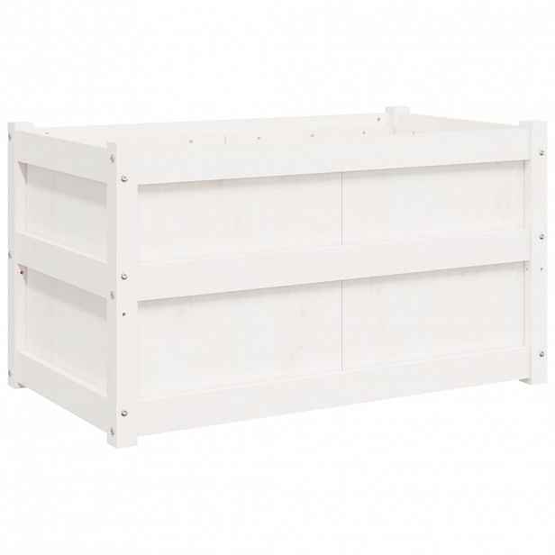 vidaXL Zahradní truhlík bílý 90 x 50 x 50 cm masivní borové dřevo