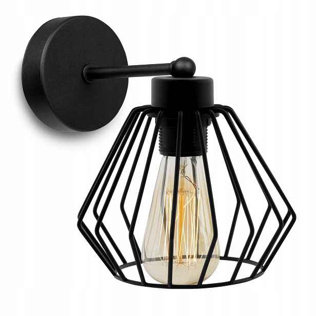 Elegantní Nástěnná Lampa Retro Drátěná Černá Loft